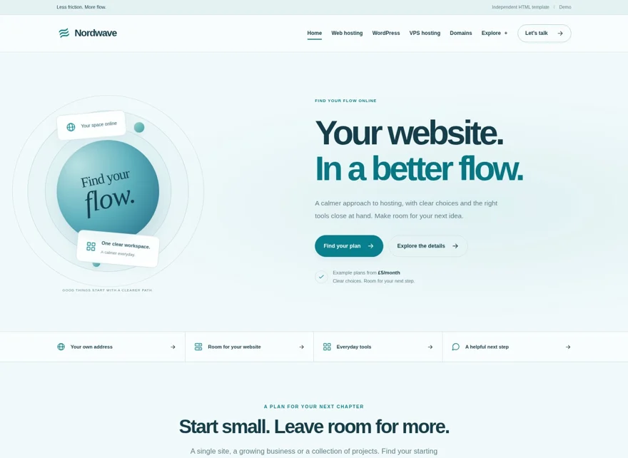 Nordwave hosting homepage preview