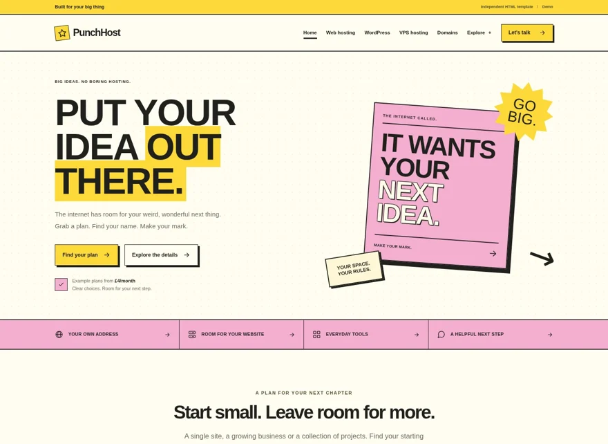 Punchhost template screenshot